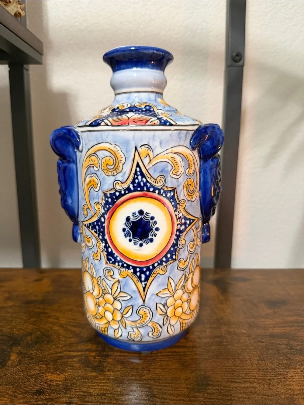 Blue and Yellow Decorative Vase